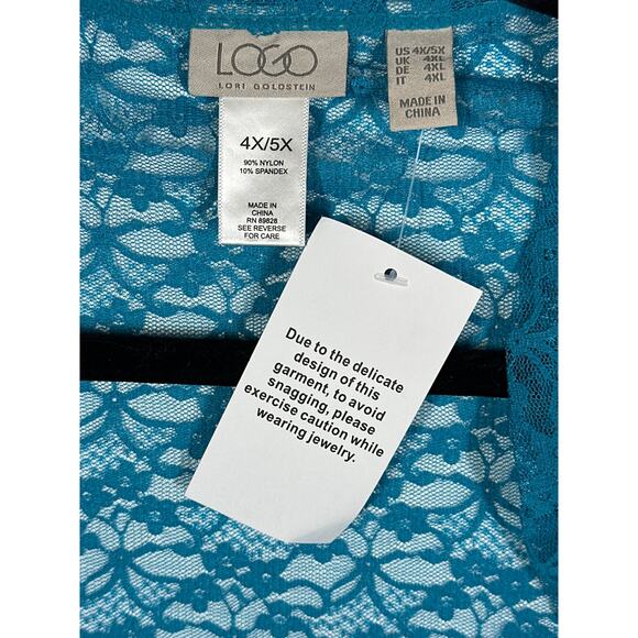 LOGO by Lori Goldstein Women's Lace Shrug Top Size 4X / 5X Blue A397997 Annika - Picture 6 of 10